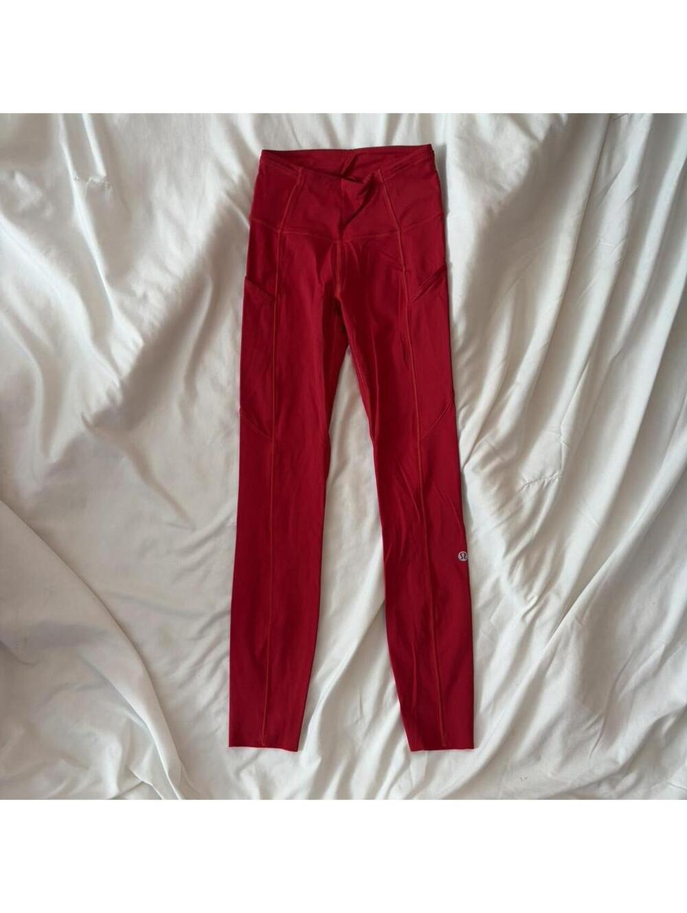 Lululemon red fast and free leggings 25”